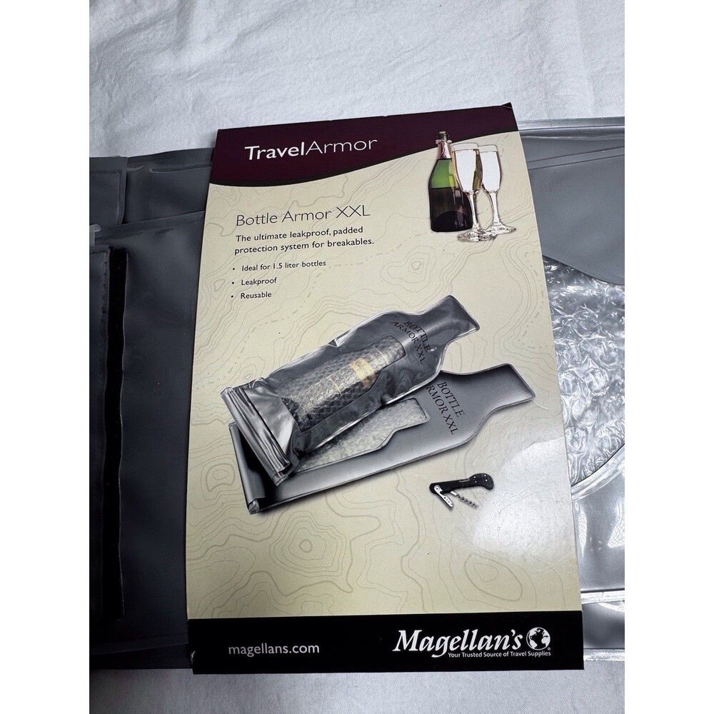 NEW Magellans Travel Armor/Bottle Protector Reusabl Wine Bags for Safe Transport